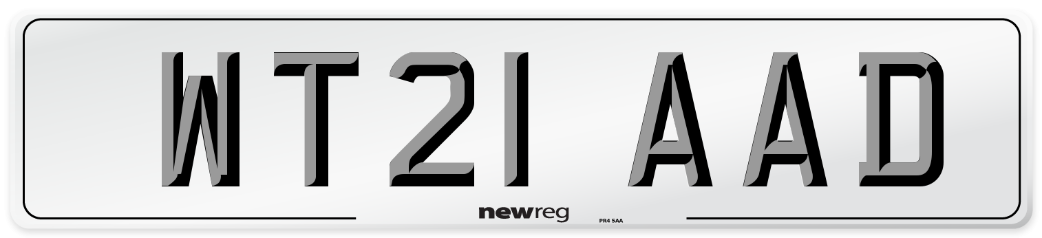 WT21 AAD Number Plate from New Reg